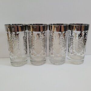 Vintage MCM Kimco Silver Guardian Crest Glasses Lot of 4